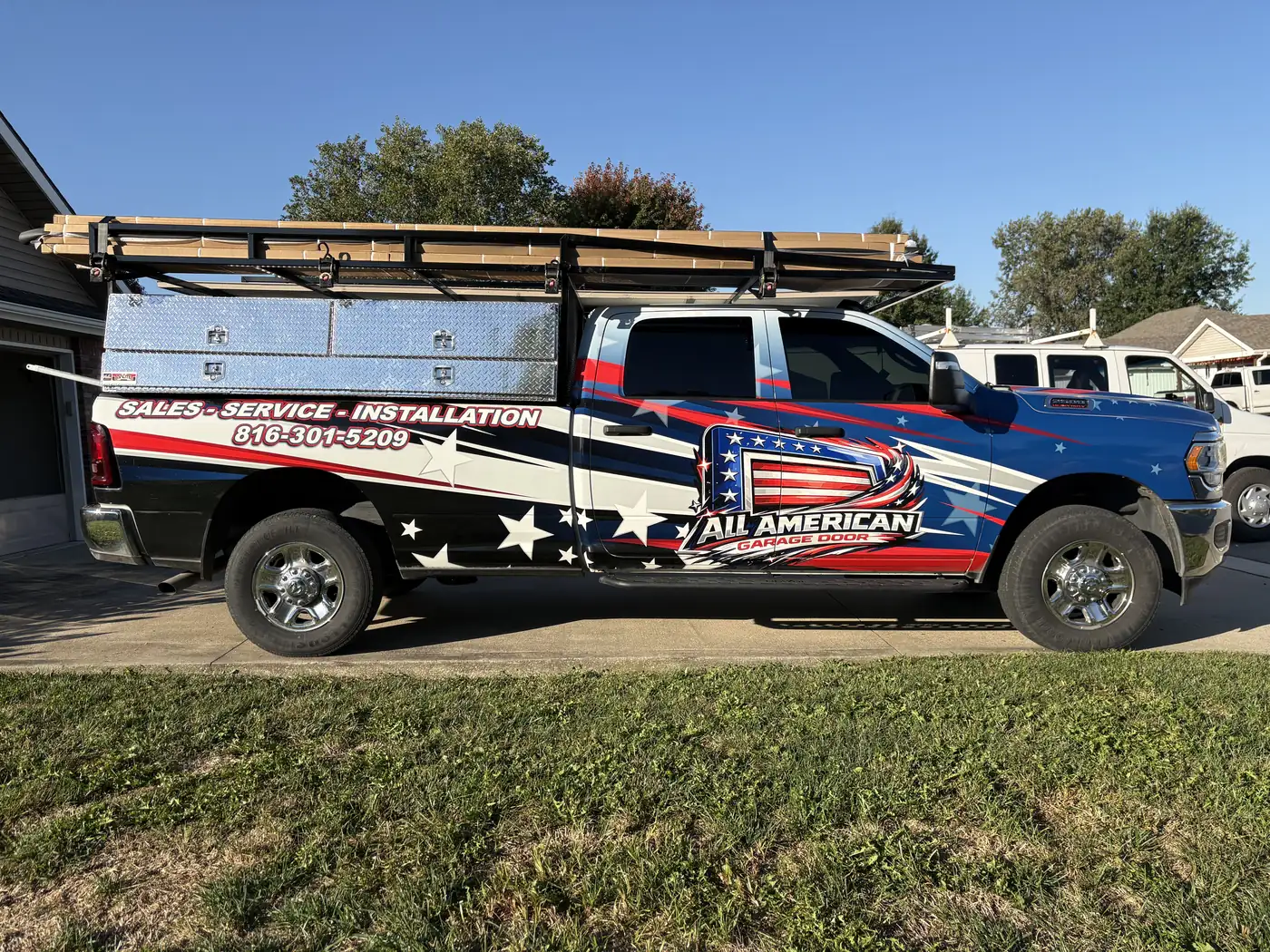 All American Garage Door wrapped service truck, view 4